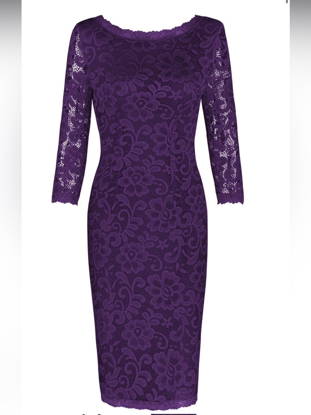 OUGES purple cocktail dress lace size Medoum NWOT 3/4 sleeve